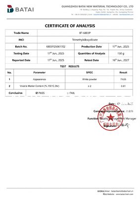 BT6803 Poudre de triméthylsiloxysilicate pour rouge à lèvres, maquillage et écran solaire résistant à l'eau